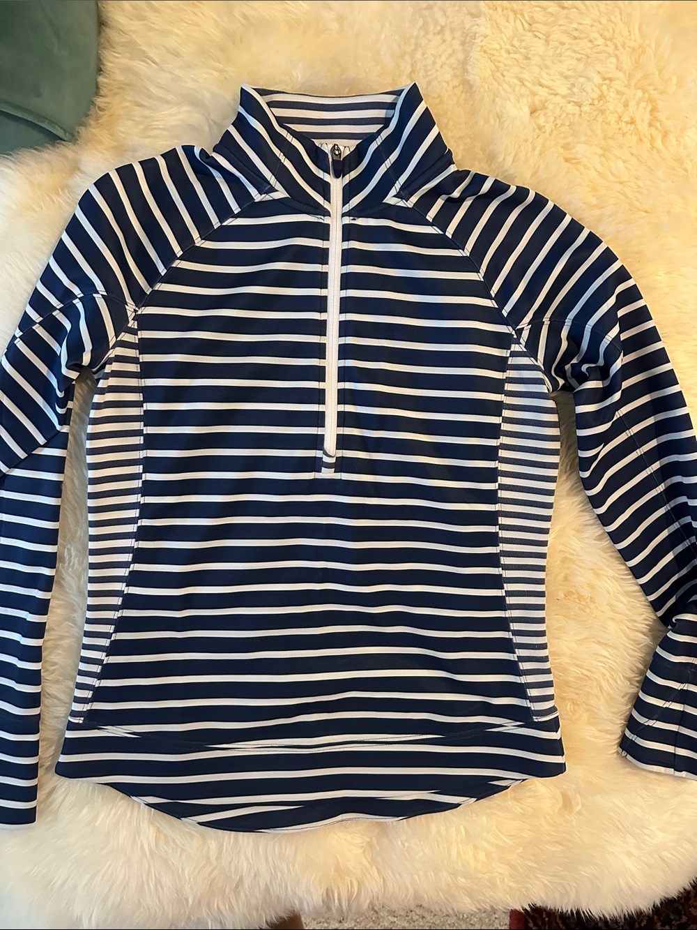 Vineyard Vines Navy & White Striped Half-Zip Swim Pullover